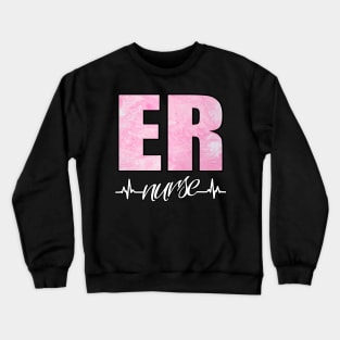 ER Nurse Heartbeat Pink Swirl Crewneck Sweatshirt